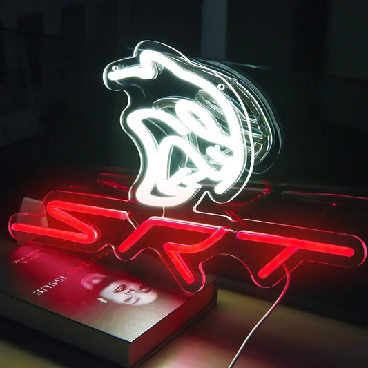 SRT Hellcat LED Neon Light Sign - Bold Car Enthusiast Lighting for Home, Garage or Office Decor